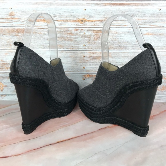 Christian Louboutin Deroba Platform Wedge Peep-toe Gray Espadrille - Picture 6 of 13